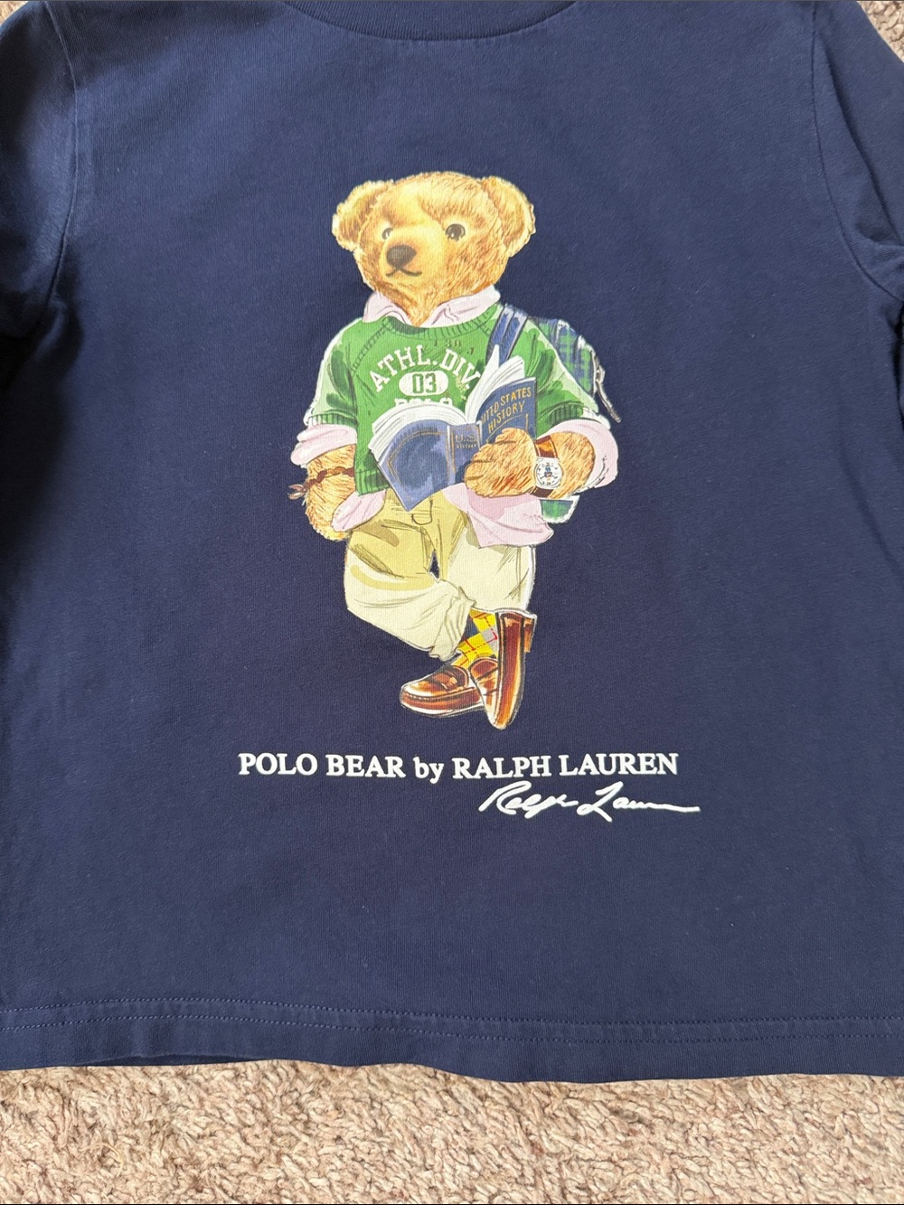 Ralph Lauren Bear Navy Long Sleeve T Shirt Kid’s Size 4T
